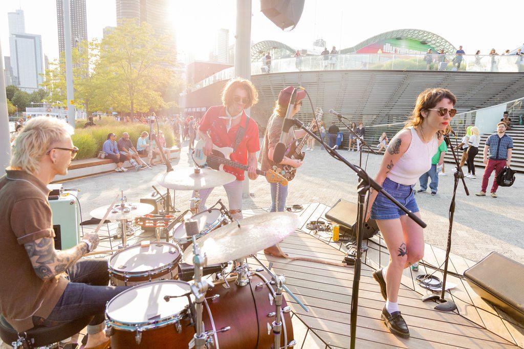 Indie band performs at Navy Pier during Skyline Sessions