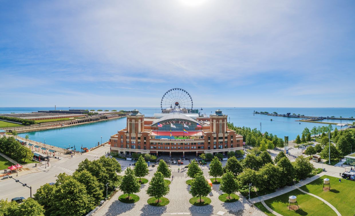 Navy Pier Entrance Aerial Photo
