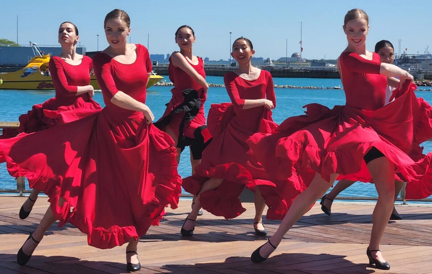 Girls Wearing Red Dancing at Pier Dance at Navy Pier